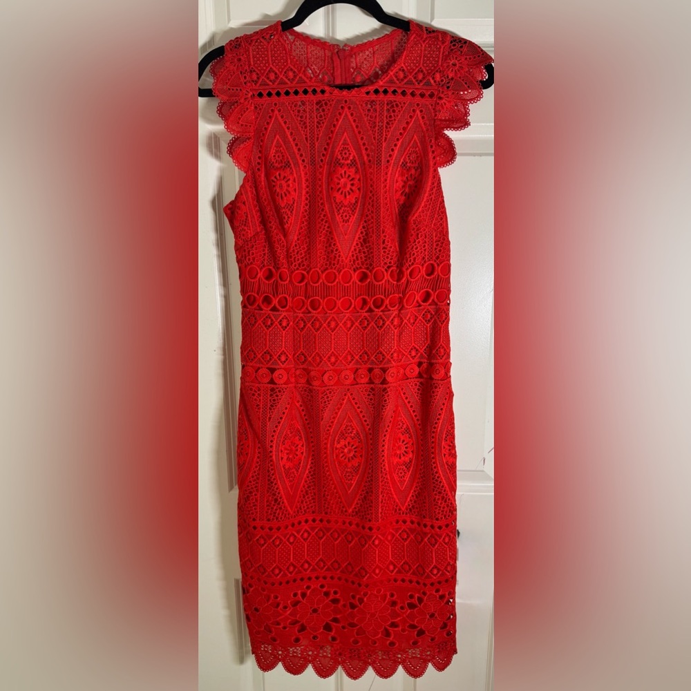 Antonio Melani Red Lace Sheath Dress Size 4 – Cocktail Wedding Guest‎ Party